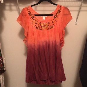 Ombré, short-sleeve blouse
